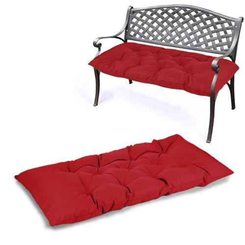Waterproof Indoor Outdoor Garden Bench Seat Cushions,Thicken Patio Bench Soft Rocking Chairs Pad Lounger Seat for Porch Wicker Loveseat Settee (59 X 19.6 in,Red