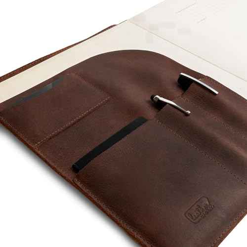 Moleskine Cover (8.5 x 11 in.) Executive Portfolio for Business, Personal Planner for Men & Women, Full Grain Leather, Handmade, Bourbon Brown