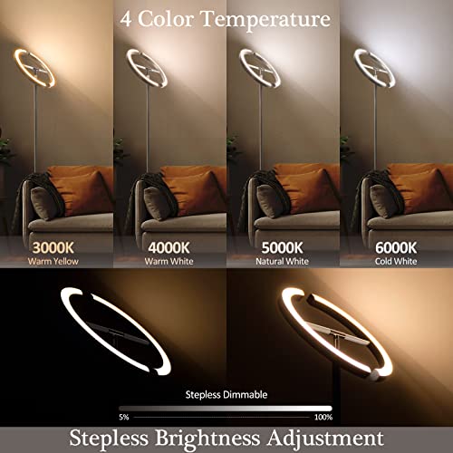 FIMEI Split Floor Lamp, Bright Modern LED Standing Lamp, Stepless Dimming and 4 Color Temperature, Eye-Protection Reading Standing Light for Living Room Bedroom Office, Touch&Remote Control, White