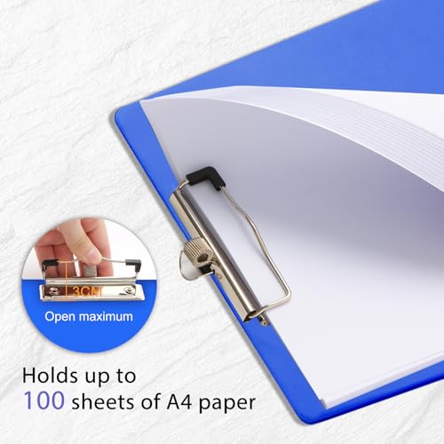 clipboards with pen holder, plastic A4 letter size 6 pack – holds 100 sheets