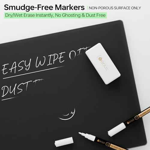 YEOUX Dry Erase Markers for Glass Board | No Residue | Whiteboard Markers | 1mm Ultra-Fine Tip Liquid Chalk Markers 4 Pack (White)
