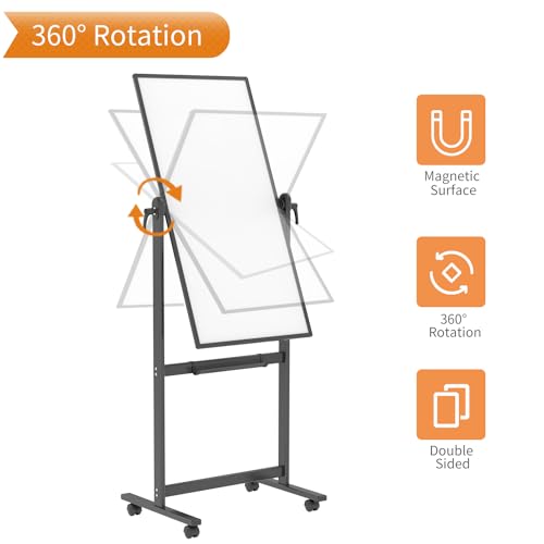 VIZ-PRO Double-Sided Magnetic Mobile Dry Erase Whiteboard 48 x 24 Inches, Black Frame