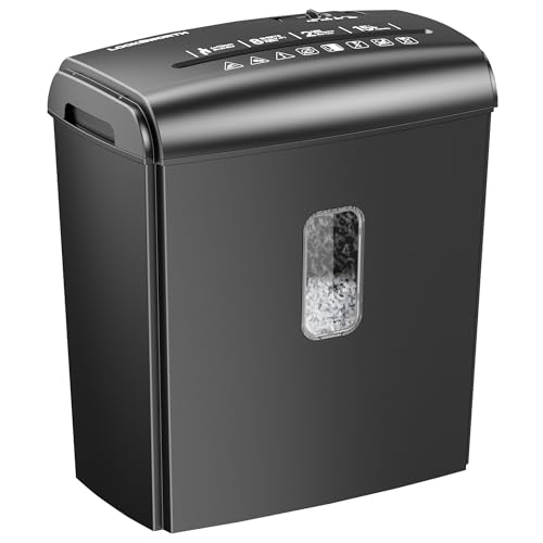 8-Sheet Micro Cut Paper Shredder P-4 High Security for Home Office Use with Handle, Shreds Credit Card/Staple 4 Gallons(Black) Visual Window Wastebasket