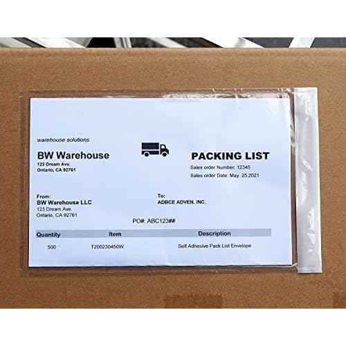 Premium 6''x10'' Packing List Envelope, Tailored Size for Letter-size Paper Folded in Half, Adhesive Shipping Label Pouch/Sleeve (100 pack)