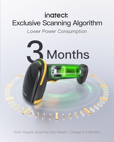 Inateck Wireless Bluetooth 1D Barcode Scanner with 2000mAh Battery - Handheld, Long Lasting