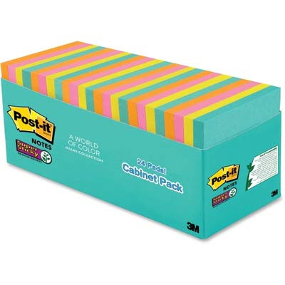 Post-it Super Sticky Notes 3x3 in Neon Collection - 24 Pads (70 Sheets Each)