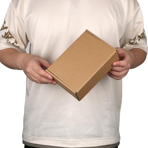 PHAREGE 6-Pack Small Mail Shipping Boxes 7x5x2 inches Brown - Easy Fold Kraft Cardboard