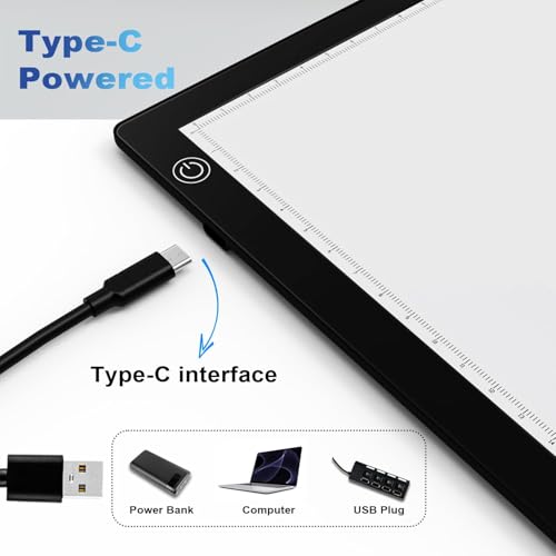 DigitPro Black A4 LED Slide Viewer Light Box for Negatives & Photos, Ultra-Thin USB Scanner