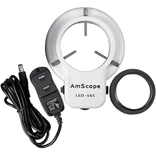 AmScope LED-56S-ZK 56 Microscope Ring Light LED Ring Light Illuminator with Dimmer for Stereo Microscope