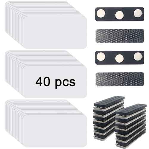 40 pcs Sublimation Name Tags Blank Name Tag Magnetic Name Tags with Magnetic Backing Locker White Round Corners, 1.5 x 3 Inch Metallic Aluminium Name Badges for Personalized Office School Supplies