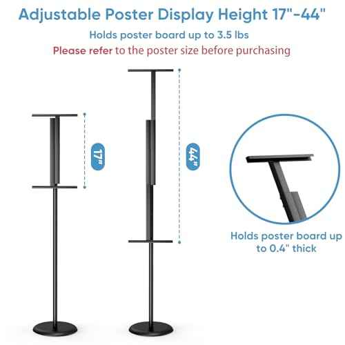 Adjustable Poster Stand for Display - Floor Standing Poster Sign Stand Metal with 180¡Æ Angle Rotation, Great for Events, Advertising, and Direction Board & Foam Poster (1 PACK)