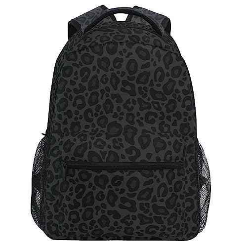Black Leopard Backpack Animal Skin Print Bookbag Daypack Travel Hiking Camping School Laptop Bag