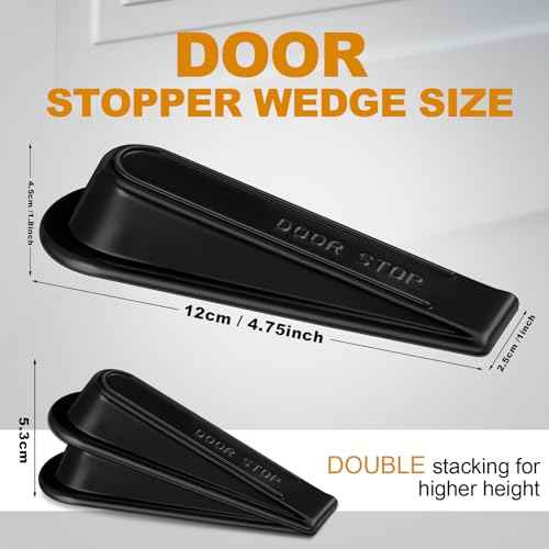 Frienda 48 Pcs Door Stoppers Heavy Duty Door Stop Wedge Rubber Door Stoppers for Door Bottom Carpet Tile Concrete Wooden Floor