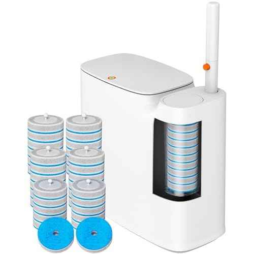 CTIME Bathroom Trash Can Set - Narrow White Plastic Small Trash can, a Toilet Wand, Toilet Brush Holder and 36 Refills, 2 Gallon Trash can with pop-up lid, Suitable for bathrooms and Small Toilets.