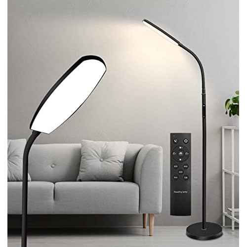 LED Floor Lamp, Bright Reading Lamp with 1H Timer, 2700K-6500K Brightness Adjustable Gooseneck Standing Lamp with Remote and Touch Control for Living Room Study Living Room Dining Room Studio