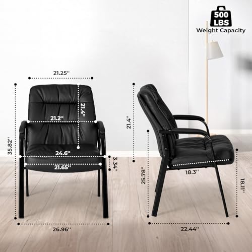 OLIXIS Black Faux Leather Waiting Room Chair, 1 Pack, Office Guest Chair 500 lb