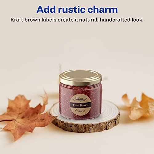 Avery Kraft Brown Round Labels, Sure Feed Technology, 1.5" Diameter, 1,000 Kraft Brown Labels, Print-to-The-Edge, Laser/Inkjet Printable