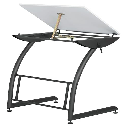 SD STUDIO DESIGNS Triflex Drawing Table, Sit to Stand Up Adjustable Office Home Computer Desk, 35.25" W X 23.5" D, Charcoal Black/White