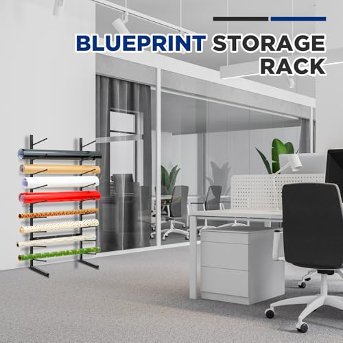 Gisafai Wall Mount Blueprint Storage Rack Hanging Vinyl File Roll Poster Display Rack Vertical Art Print Blueprint Holder for Plan Organization (44 x 21 x 11 Inches)