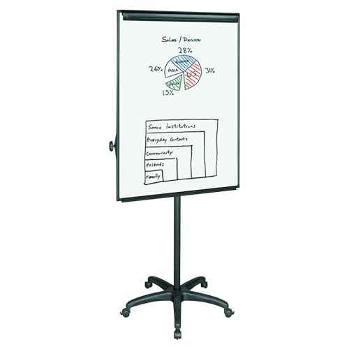 MasterVision Mobile Easel, 27.5" x 39" Dry Erase Board, Presentation Easel with Black Frame and Base