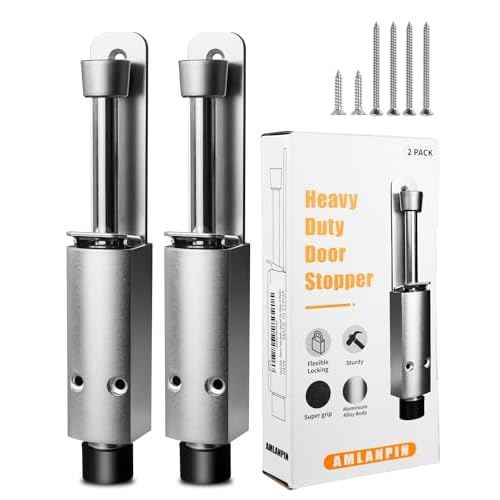 Door Stop - Heavy Duty Spring Loaded Step Down Push On Door Holder/Stopper - Foot Operated Door Holder for Outdoor and Commercial Use (2, Silver)