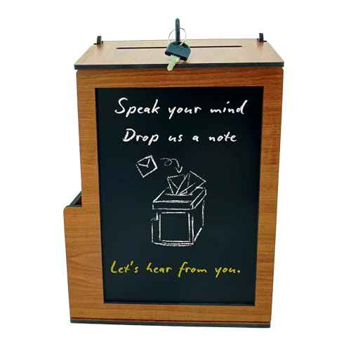 SHUMEI Rustic Vintage Wooden Suggestion Box with Slot and Lock - Multi-Purpose Secure Ballot Tip Donation Box for Churches Cafes Restaurants Offices