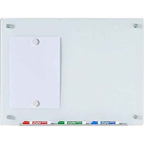 Audio-Visual Direct Magnetic White Glass Dry-Erase Board Set - 2' x 1.5' - Includes Magnets, Hardware & Marker Tray
