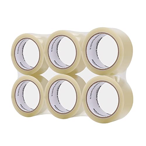 Amazon Basics Clear Packing Tape 1.9in x 60.3yds, 1.8mil Thickness, 6 Rolls – Sealing & Moving Tape