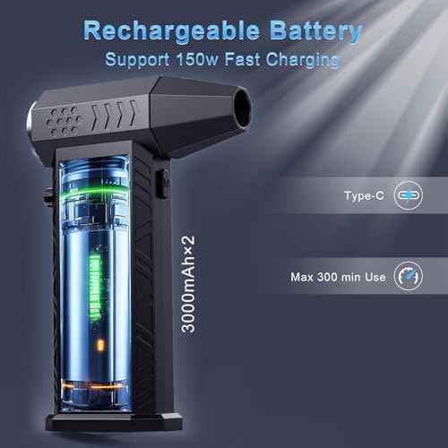Compressed Air Duster, 180000RPM Super Power Cordless Electric Air Duster, Rechargeable Air Blower Desk Cleaning Kit for Computer Keyboard Home Car Outdoor Dust Removal