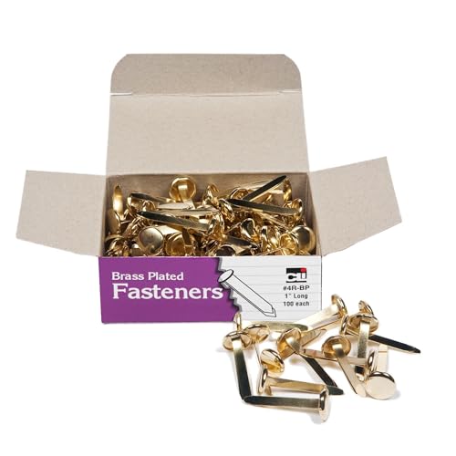 Charles Leonard Brass Plated 1" Shank Round Head Fastener (10 mm) — 4R-BP
