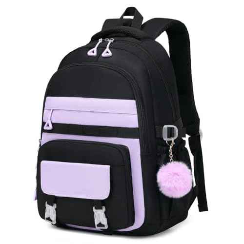 Girls School Backpack, 15.6 Inch Laptop Compatible, Large Daypack for Students, Teens, Women (Purple)