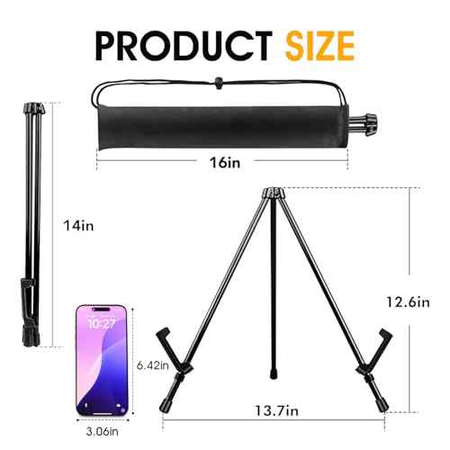 AROIC 12 Pack 14'' Tabletop Easels, Black Steel Table Top Easels for Display, Adjustable Portable Table Top Easel for Paintings, Signs, Posters,Frame Pictures(with 12 Bags)