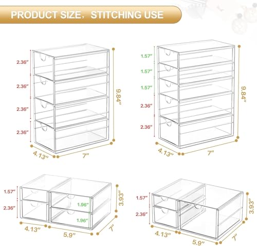 Caktraie 16-Drawer Acrylic Makeup & Desk Organizer for Home & Office - Clear Storage Solution