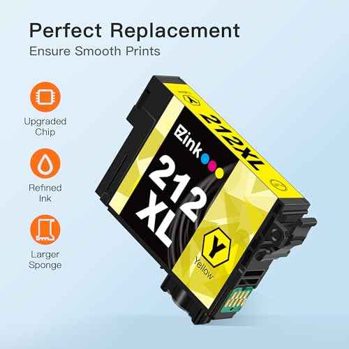 E-Z Ink Remanufactured Ink Cartridges Replacement for Epson 212 212XL T212 XL to use with XP-4100 XP-4105 WF-2830 WF-2850 Printer New Upgraded Chips (2 Black, 1 Cyan, 1 Magenta, 1 Yellow, 5 Pack)