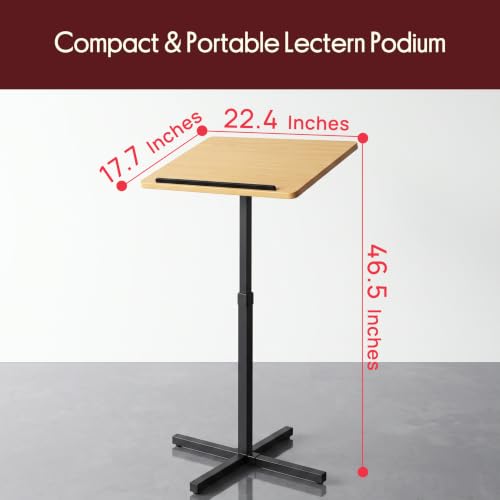 Pyle Adjustable Floor Lectern Podium Stand with Slanted Top for Presentations
