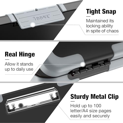 Sooez Toughest Clipboard with Storage & Pen Pouch - Black + Gray Corner