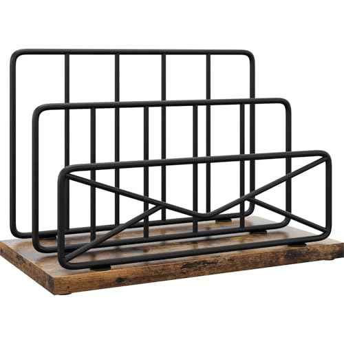 Desk Mail Organizer-with 2 Slot Matte Black Metal Desktop Mail Sorter Metal Storage File Holder Letter Sorter Organizer for Home or Office Desktop