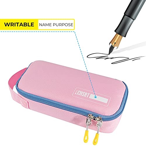 ECHSRT Pink Large Pencil Case with Handle, Aesthetic Stationery Organizer