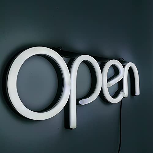 Open Signs for Business,LED Neon Open Sign,16x6 inch Lighted Sign for Restaurants Offices Retail Shops Window Storefronts,12V/1A Power Supply,with ON/OFF Switch (Horizontal White)
