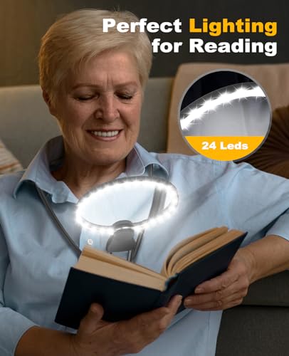 Black Hands-Free Magnifying Glass with Light, 5.12-inch Lens, USB Rechargeable