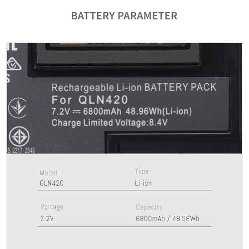 ZQ630 Battery Replacement for Zebra QLN420 ZQ630 ZQ63-AUWA000-00 ZQ63-ACFAC10-00,P1040687 P1050667-016 BTRY-MPP-68MA1-01 P1049729 Li-Ion Printer Battery Replacement 7.4V 4900mAh/36.3Wh
