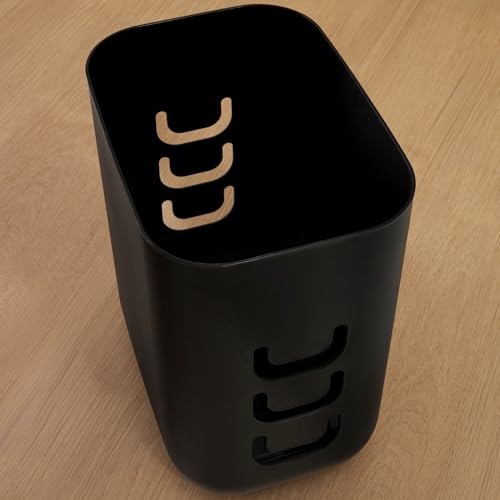 STORi Luup Black 2.5 Gallon Reuse Grocery Bag Trash Can with Hooks - Compact Wastebasket for Kitchen, Bathroom, Office, Garage, Laundry - 1 Pack