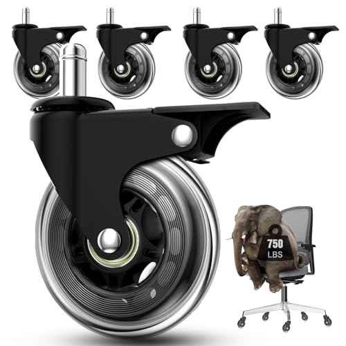 Office Chair Casters with Brake, 3 Inch Universal Casters,Suitable for Carpet and Hardwood Floors, Universal Fits Most Chairs