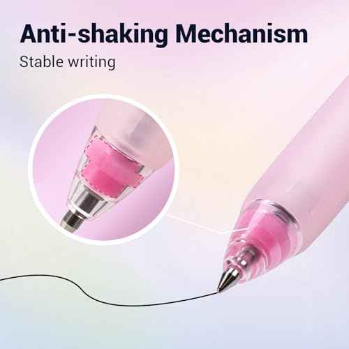 WRITECH Retractable Gel Ink Pens: 0.5mm Black-Ink Switch Between Silent and Clicky Soft Grip Fine Point Pen for Journaling Smooth Writing Quick-dry No Bleed 10ct
