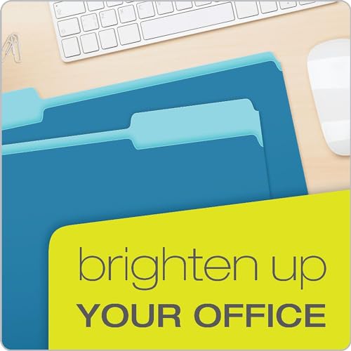 Pendaflex Two-Tone Color File Folders, Legal Size, Blue, 1/3 Cut, 100/BX (153 1/3 BLU)