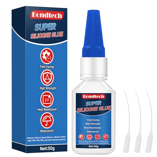 Bondtech Clear Silicone Glue 30g - Instant Bond for Silicone, Rubber, TPU & More (Anti-Clog Cap) 1 Pack
