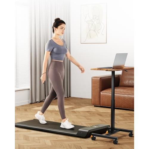 Simple Deluxe Standing Desk Small Rolling Desk with Lockable Wheels, Mobile Stand Up Desk Adjustable Height, Portable Laptop Desk, Small Computer Standing Table Sit Stand Brown