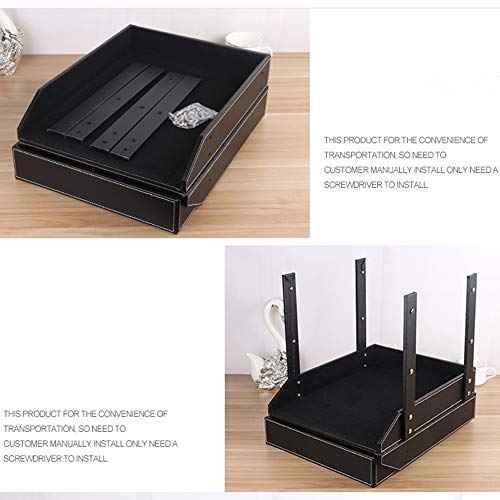 Leather Desk File Organizer, 3-Layer Stackable Tray, Used to Store documents, folders, Stationery, Magazines, Newspapers, Letters, and Other Home Office Sundries Desktop Organization Holder(Black)¡¦