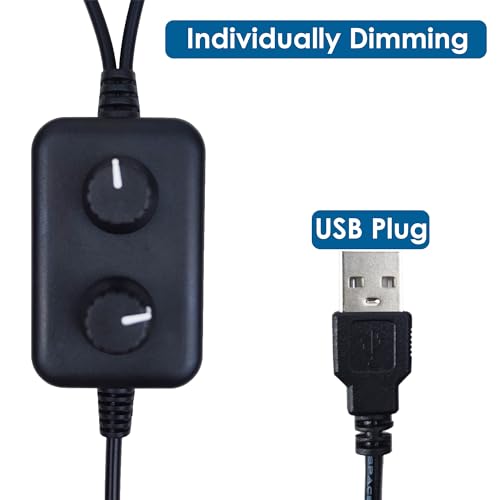 Upwtkim USB Dual Gooseneck Microscope Light - Pillar Spotlight for Stereo & Digital Microscopes