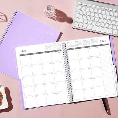 2026 Monthly Planner - 2026 Planner, 2026 Monthly Calendar, JAN 2026 - DEC 2026, 12-Month with Tabs, Pocket, Label, 9" * 11", Purple Cover